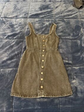 Urban Outfitters Washed Black Button-Front Mini Dress